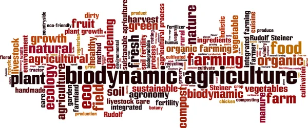 Nube palabra agricultura biodinámica — Vector de stock