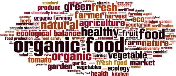 Alimentos orgánicos palabra nube — Archivo Imágenes Vectoriales