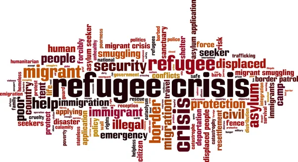 Crisi dei rifugiati parola nube — Vettoriale Stock