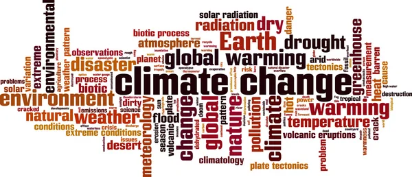 Mudança climática nuvem de palavras — Vetor de Stock