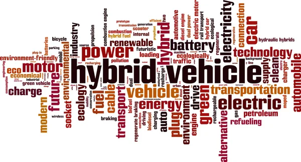 Hybrid vehicle word cloud — Stock Vector