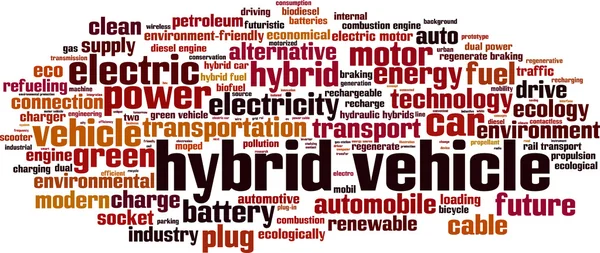 Nube de palabras de vehículo híbrido — Archivo Imágenes Vectoriales