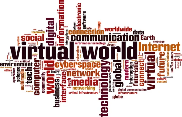 Virtuele wereld word cloud — Stockvector