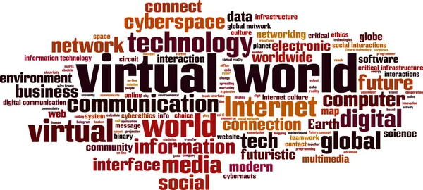 Virtuele wereld word cloud — Stockvector