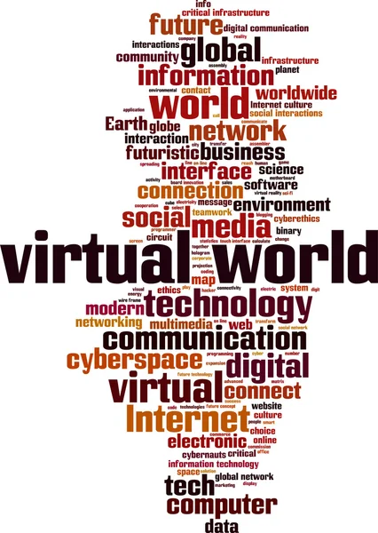 Virtuele wereld word cloud — Stockvector