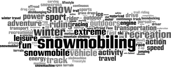 Snowmobiling palabra nube — Vector de stock