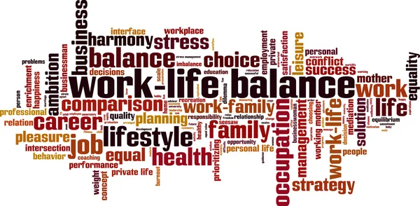 Chmura słowa równowagę praca życie — Wektor stockowy