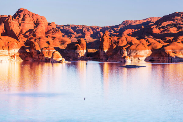 Lake Powell among mountains