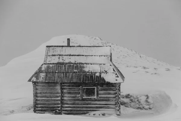 Fjällstuga under snö — Stockfoto