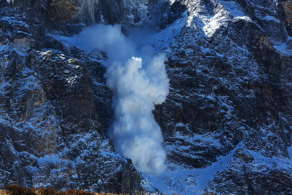 Avalanche in Himalaya mountains