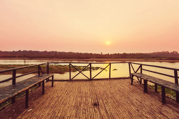 Fiume Chitwan al tramonto — Foto Stock