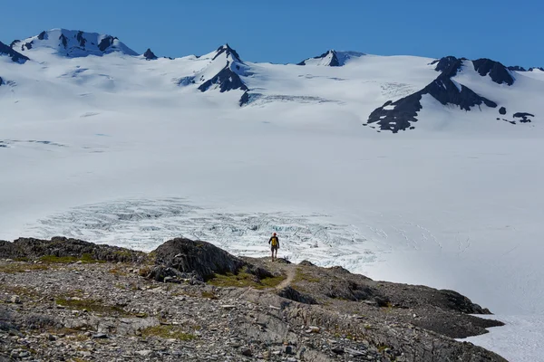 Турист в леднике Exit — стоковое фото