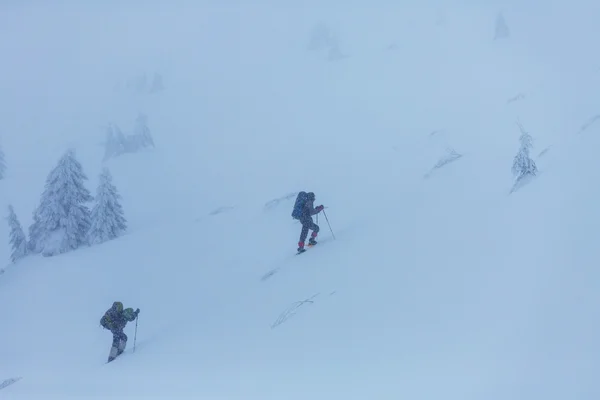 Hikers in winter mountains — Stock Photo, Image