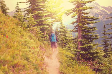 backpacker dağlarda hiking