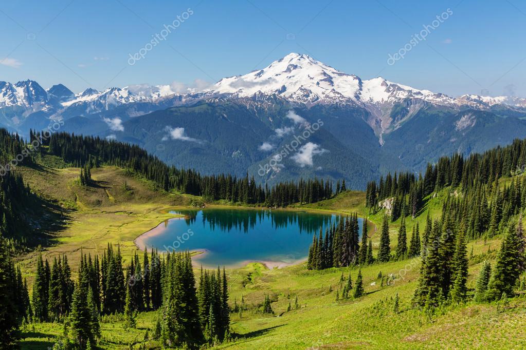 Image Lake And Glacier Peak Stock Photo Image By C Kamchatka
