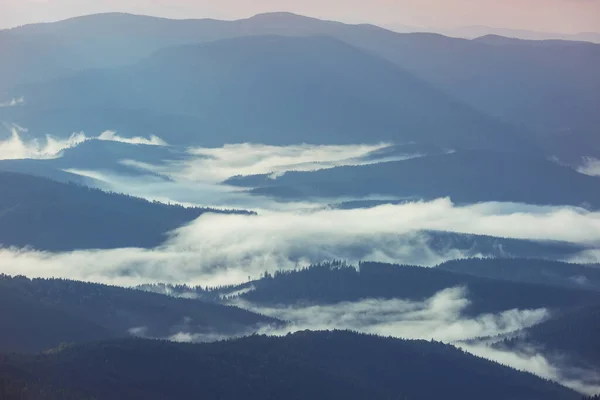 Silueta Las Montañas Amanecer Hermoso Fondo Natural — Foto de Stock