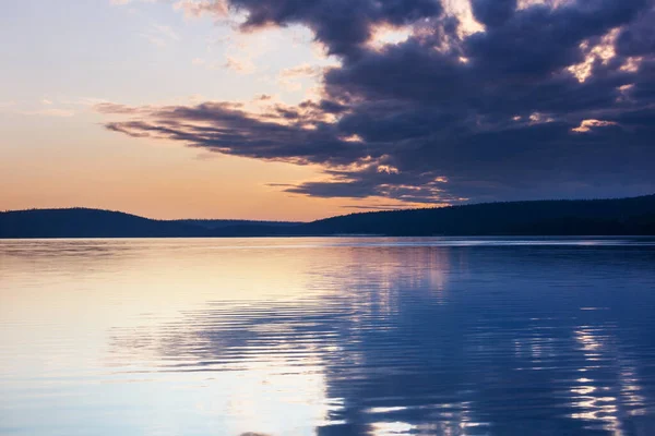 Solnedgång Scen Sjön Vid Solnedgången Höst Natur Landskap — Stockfoto