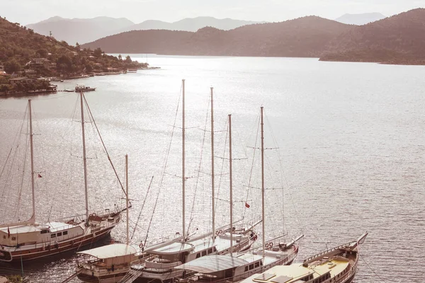 Jacht Tengeri Földközi Tenger Partján Törökország — Stock Fotó