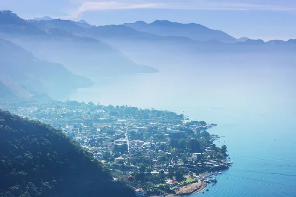 Beau Lac Atitlan Volcans Dans Les Hautes Terres Guatemala Amérique — Photo