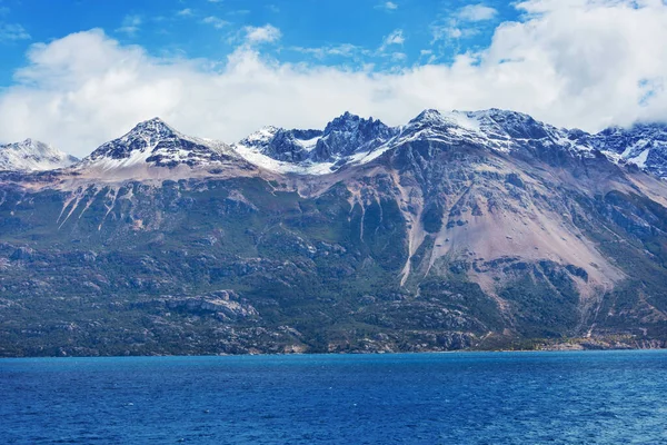 Gyönyörű Hegyek Táj Mentén Kavicsos Carretera Ausztrál Dél Patagónia Chile — Stock Fotó