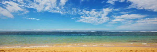 令人惊奇的夏威夷海滩 日落或日出时和冲浪手一起在海里冲浪 用温暖的日落色挥手 — 图库照片
