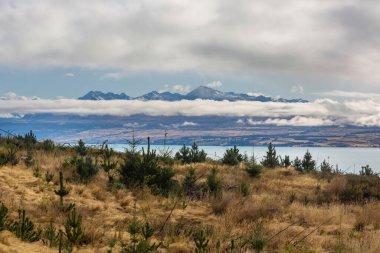 Cook Dağı Ulusal Parkı, Güney Adası, Yeni Zelanda 'da güzel doğal manzaralar.