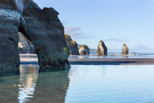 美丽的风景展现在新西兰的海滩上 激发自然和旅行背景 — 图库照片