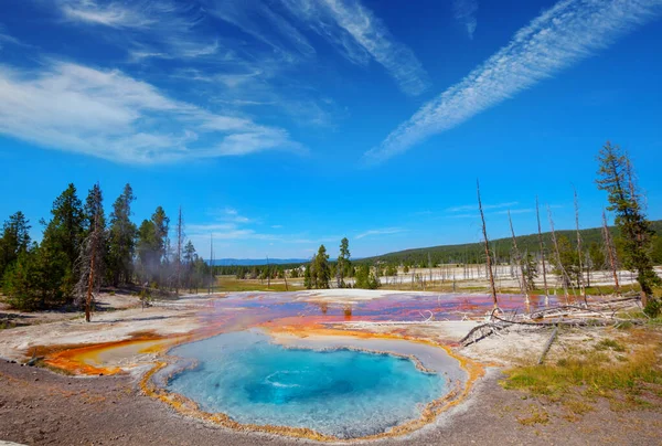 Inspirujące Naturalne Tło Pola Bilardowe Gejzery Parku Narodowym Yellowstone Usa — Zdjęcie stockowe