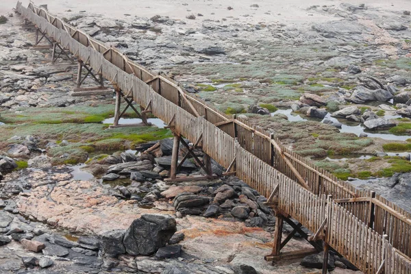 Wooden Boardwalk Ocean Shore Namibia — Stock Photo, Image