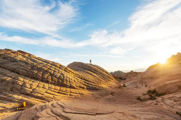 Hike Utah Mountains Hiking Unusual Natural Landscapes Fantastic Forms Sandstone — Stock Photo, Image