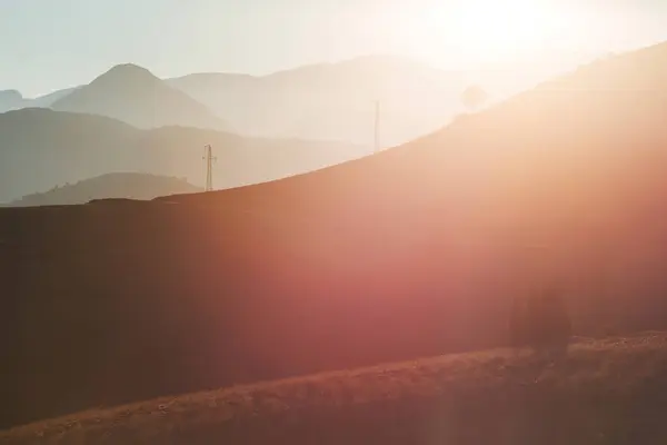 Silueta Las Montañas Amanecer Hermoso Fondo Natural — Foto de Stock