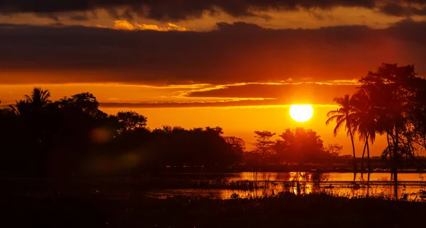 Fantástico Atardecer Tropical Paisaje Rural México — Foto de Stock