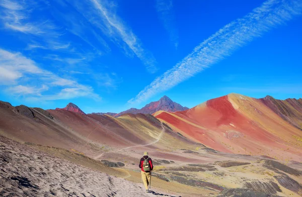 Scena Escursionistica Vinicunca Regione Cusco Perù Montana Siete Colores Montagna — Foto Stock