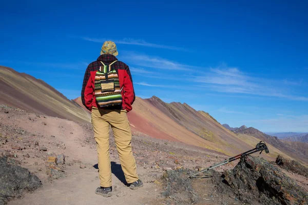 Cena Caminhadas Vinicunca Região Cusco Peru Montana Siete Colores Rainbow — Fotografia de Stock