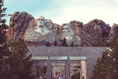 Mount Rushmore National Memorial, Black Hills region of South Dakota, USA. Famous american symbol clipart
