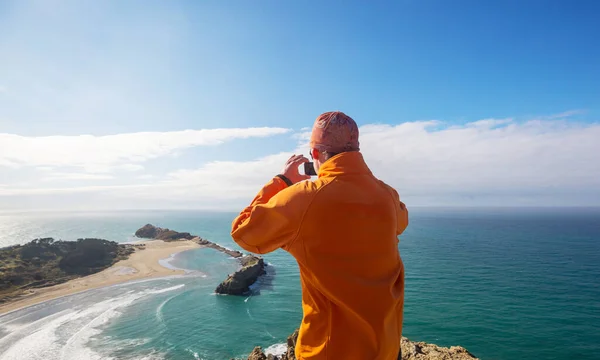 Prachtig Parcours Het Ocean Beach Nieuw Zeeland Inspirerende Natuurlijke Reisachtergrond — Stockfoto