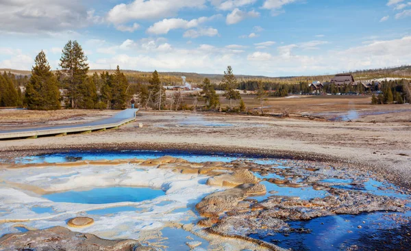 Inspirerande Naturlig Bakgrund Pooler Och Gejsrar Fält Yellowstone National Park — Stockfoto