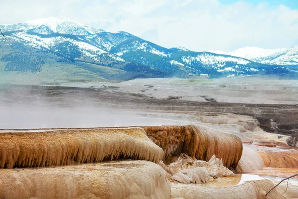 Inspirujące Naturalne Tło Pola Bilardowe Gejzery Parku Narodowym Yellowstone Usa — Zdjęcie stockowe