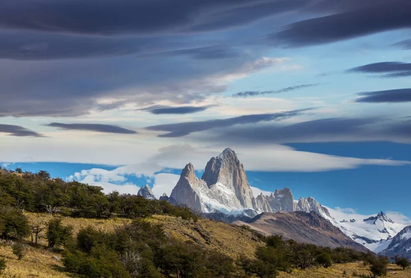 Famoso Cerro Fitz Roy Dos Mais Belos Difíceis Acentuar Pico — Fotografia de Stock