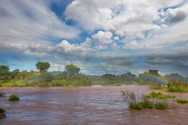 Impessief Iguassu Iguazu Falls Grens Argentinië Brazilië Instagram Filter Krachtige — Stockfoto