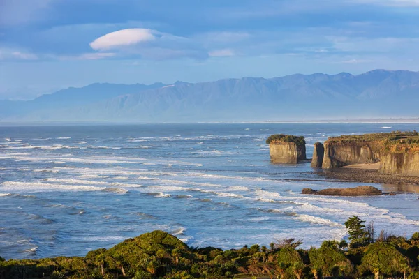 Prachtige Landschappen Het Ocean Beach Nieuw Zeeland Inspirerende Natuurlijke Reisachtergrond — Stockfoto
