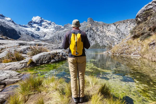 秘鲁科迪勒拉山的远足场景 — 图库照片