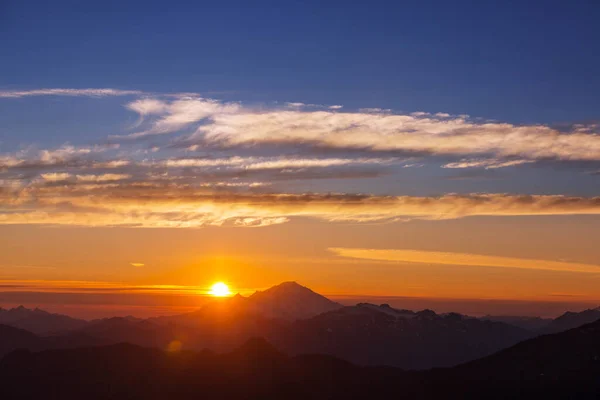 Coucher Soleil Panoramique Dans Les Montagnes Saison Automne — Photo