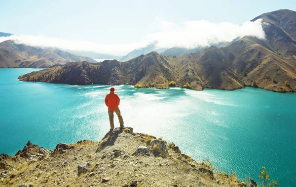 Úžasná Přírodní Krajina Novém Zélandu Horské Jezero — Stock fotografie