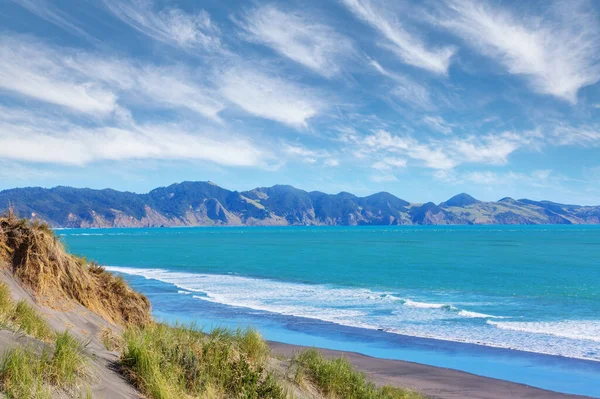 Prachtige Landschappen Het Ocean Beach Nieuw Zeeland Inspirerende Natuurlijke Reisachtergrond — Stockfoto