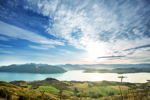 Paisagens Naturais Incríveis Nova Zelândia Lago Montanhas — Fotografia de Stock