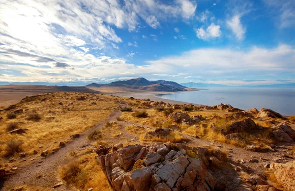 Krajobraz Wielkiego Jeziora Słonego Utah Usa — Zdjęcie stockowe