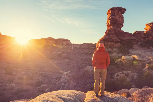 Wanderung Den Bergen Von Utah Wandern Ungewöhnlichen Naturlandschaften Fantastische Formen — Stockfoto