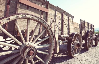 Old wooden american cart, vintage filter clipart