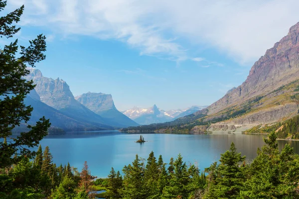 Berömd Naturlig Utsikt Över Goose Island Glacier National Park Montana — Stockfoto